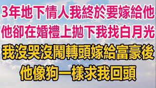 3年地下情人我終於要嫁給他，他卻在婚禮上拋下我找白月光，我沒哭沒鬧轉頭嫁給富豪後，再見到我時，他像狗一樣求我回頭#情感故事 #生活經驗 #两性情感#家庭故事#完结文 #完结 #爽文 #爽文完结