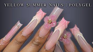 CUTE FLORAL POLYGEL NAILS Aura Nails + polygel removal | Summer Nails