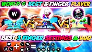 World's top 3 fastest player in 3 finger || 3 finger claw free fire || 3 finger custom hud free fire