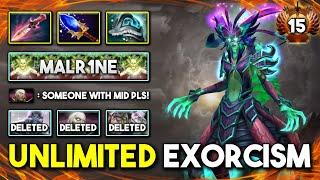 UNLIMITED EXORCISM MID By malr1ne Death Prophet Aghs Scepter + Witch Blade Build 100% No Mercy DotA2