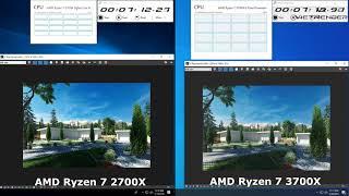 3Dsmax Vray 3.4 Render Time Exterior AMD R7 2700X vs AMD R7 3700X