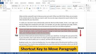 Shortcut Key to Move Paragraph Up/Down In MS Word