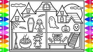 HAPPY HALLOWEEN  How to Draw Halloween Characters for Kids  Halloween Coloring Pages for Kids