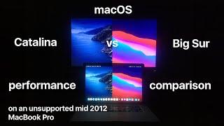 macOS 11 Big Sur vs macOS 10.15 Catalina performance comparison on unsupported Mid 2012 MacBook Pro!