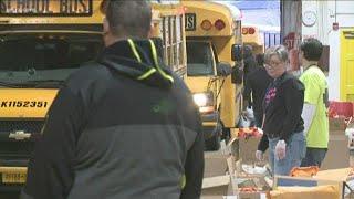 School work being delivered to kids by bus