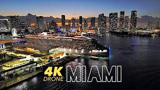 Downtown Miami 2023 at Night  by Drone 4K