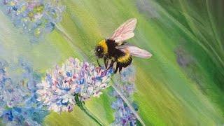 Bumble Bee Acrylic Painting Full Length Tutorial. Beginner Friendly with Amanda Leute