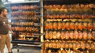 Orgy of World Street Food. Tons of Grilled Meat, Pork, Ribs, Picanha. Street Food Fair in Italy