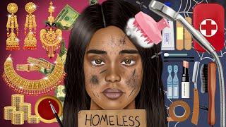 메이크업 ASMR 풀버전! 가난한 노숙자에서 부자 소녀로 변신하기 | 더러운 이물질 관리 | Homeless Transformation Animation