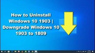 How to Uninstall Windows 10 1903 | Downgrade Windows 10 1903 to 1809