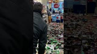 Woman Shatters Hundreds of Bottles of Alcohol Inside an English Supermarket