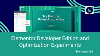 Elementor Developer Edition and Optimization Experiments