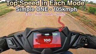 Simple ONE Top Speed in Each Mode -  Faster then OLA S1 Pro ?