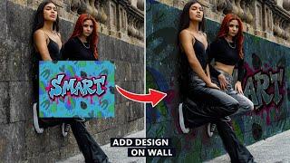 Add Design on Wall in Photoshop    Tutorial for beginners