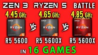 Ryzen 5 5600 vs Ryzen 5 5600X Stock vs Overclock - 16 Games | CPU Thermals, Power & Efficiency