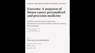 Exosome: A megastar of future cancer personalized and precision medicine | RTCL.TV