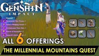 Genshin Impact - The Millennial Mountains Quest (All 6 Offerings Locations) Guide شرح