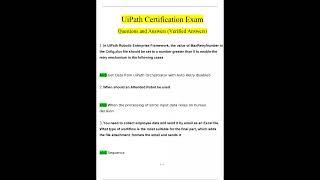 UiPath Certification Exam Questions and Answers 2024   2025 Verified Answers
