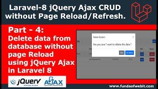Laravel Ajax CRUD-4: Delete data from database without page Reload using jQuery Ajax in Laravel 8