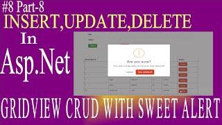 gridview CRUD operation | delete asp.net gridview row  with sweet alert confirmation | Asp.Net