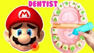 Super Mario Bros Mario Goes to Dentist & Learns to Brush His Teeth | Brushing Teeth For Kids