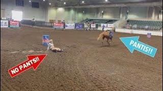 Barrel Racing DISASTER FAIL 2021 NO PANTS!! HOW DID THIS HAPPEN??!!