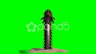 Alien Snakes Worm Creature Is Attacking - Green Screen