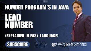 Lead number in java | ICSE computer application | Program to check Lead Number in Java