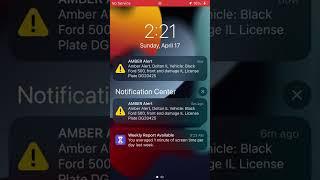 Wireless￼ Emergency Alert Illinois Amber Alert on iPhone 8 (7/11/2022) EAS #136