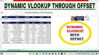 AUTOMATIC VLOOKUP THROUGH OFFSET IN EXCEL | HOW TO USE VLOOKUP WITH OFFSET FUNCTION |DYNAMIC VLOOKUP