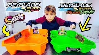 Beyblade Burst QuadDrive vs Rise HyperSphere in each Hasbro Standard Beyblade Stadium!