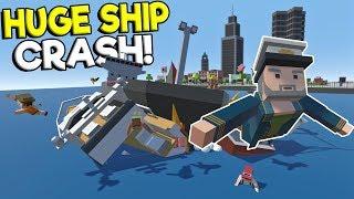 HUGE CARGO SHIP CRASH & RESCUE IN CITY! - Tiny Town VR Gameplay - Oculus Rift Sinking Ship