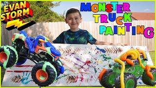 Kids Painting  with Monster Jam Toy Trucks