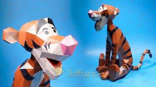 How to make Tigger Too 3D Papercraft - Tigger Low Poly Papercraft SVG for Cricut Projects, Cameo
