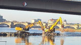 Carola Brücke Dresden Zerteilung der im Wasser befindlichen Brückenruine