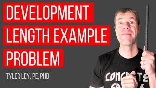 Development length example problem for straight and hooked bars for reinforced concrete