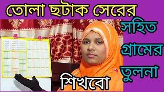 তোলা ছটাক ও সেরের সাথে গ্রামের তুলনা শিখবো ।কত তোলায় কত গ্রাম