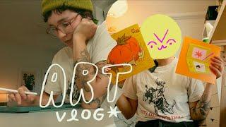 art vlog 🪑 new prints, daiso haul, tons of digi drawing~