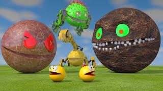 Pacman vs Monsters #6 Compilation | Marble, Mud, Excavator Robot, Flying Monsters | StrEat