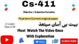 Cs411 Final term current original paper 27-1-2025  percent verified Answers