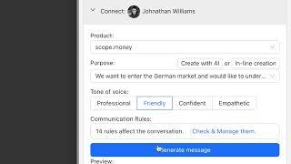 Create a personalized welcome messages on LinkedIn with just one click (ChatGPT/GPT 4)