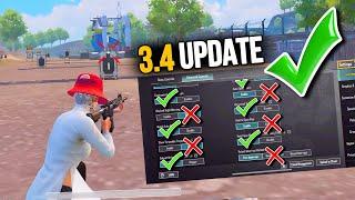 PUBG MOBILE NEW UPDATE 3.4 SENSITIVITY & SETTINGS  THE BEST SETTINGS + TUTORIAL + CODE 