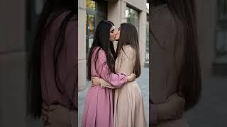 Her Smile Before the Kiss - Lesbian Kissing