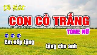 Con Cò Trắng Karaoke Tone Nữ || Nhạc Sống Thanh Xuân