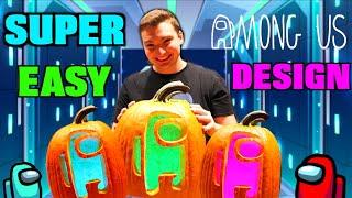 AMONG US PUMPKIN ART! + TUTORIAL - SUPER EASY