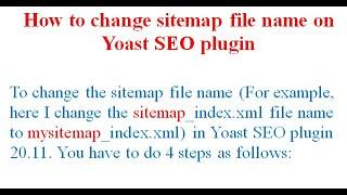 How to change sitemap file name Yoast SEO plugin