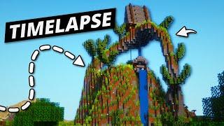 House on Mountain with Volcanic Grotto by Hand in Minecraft: Timelapse