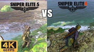 Sniper Elite 5 vs Sniper Elite 4 Water Graphics Comparison 4K 60FPS Gameplay 