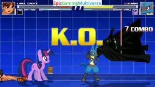 Twilight Sparkle & Lucario The Pokemon VS Lara Croft & Darth Vader In A MUGEN Match / Battle / Fight