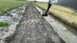 LIMPANDO VALETA E JOGANDO A SUJEIRA DENTRO DA ROÇA  escavadeira hidráulica